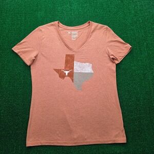 Longhorn Apparel University of Texas V-Neck Graphic Tshirt Womens XL Orange